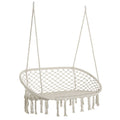 EASYCOMFORT 2-Seater Rocking Hammock for Garden and Home, Metal Frame and Cotton Seat 130x75x40cm, Cream White
