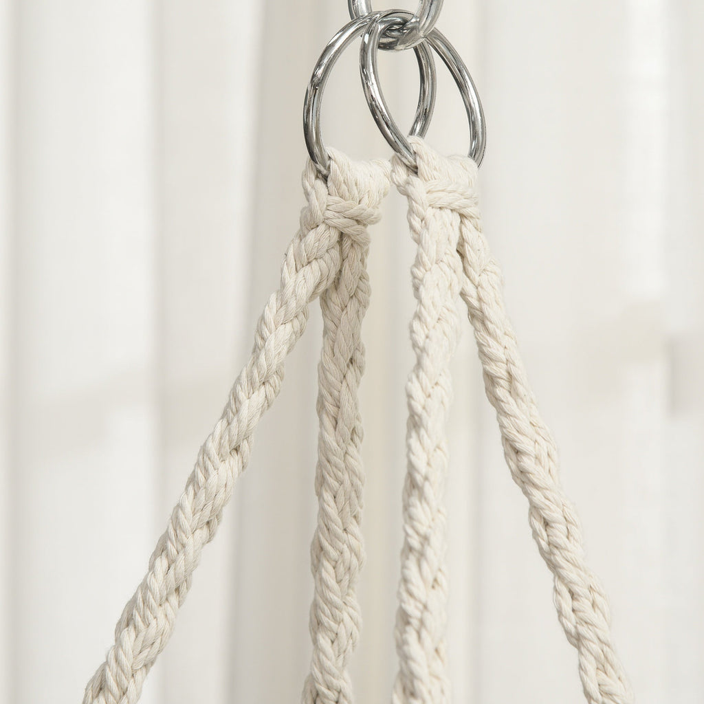 EASYCOMFORT Hanging Chair in Polyester and Macramé for Indoors and Outdoors Cream