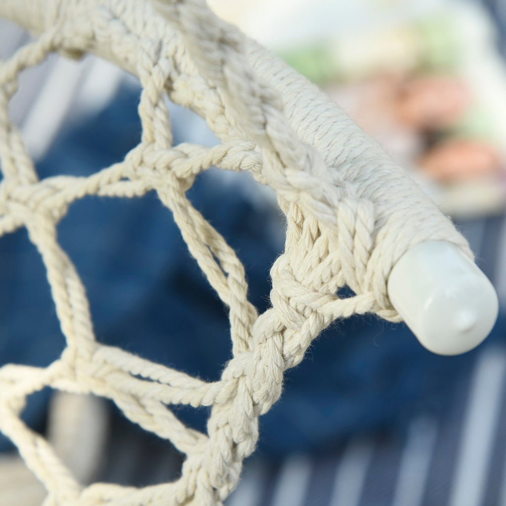 EASYCOMFORT Hanging Chair in Polyester and Macramé for Indoors and Outdoors Cream