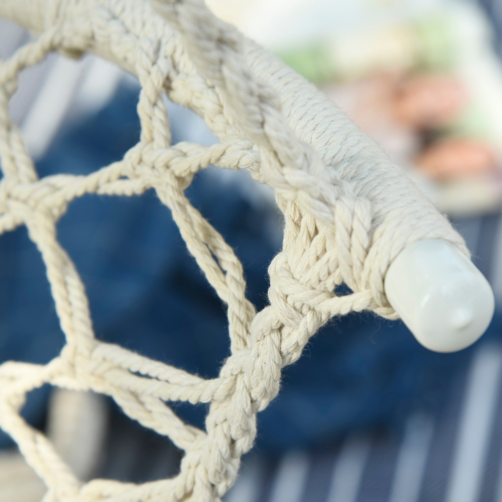 EASYCOMFORT Hanging Chair in Polyester and Macramé for Indoors and Outdoors Cream
