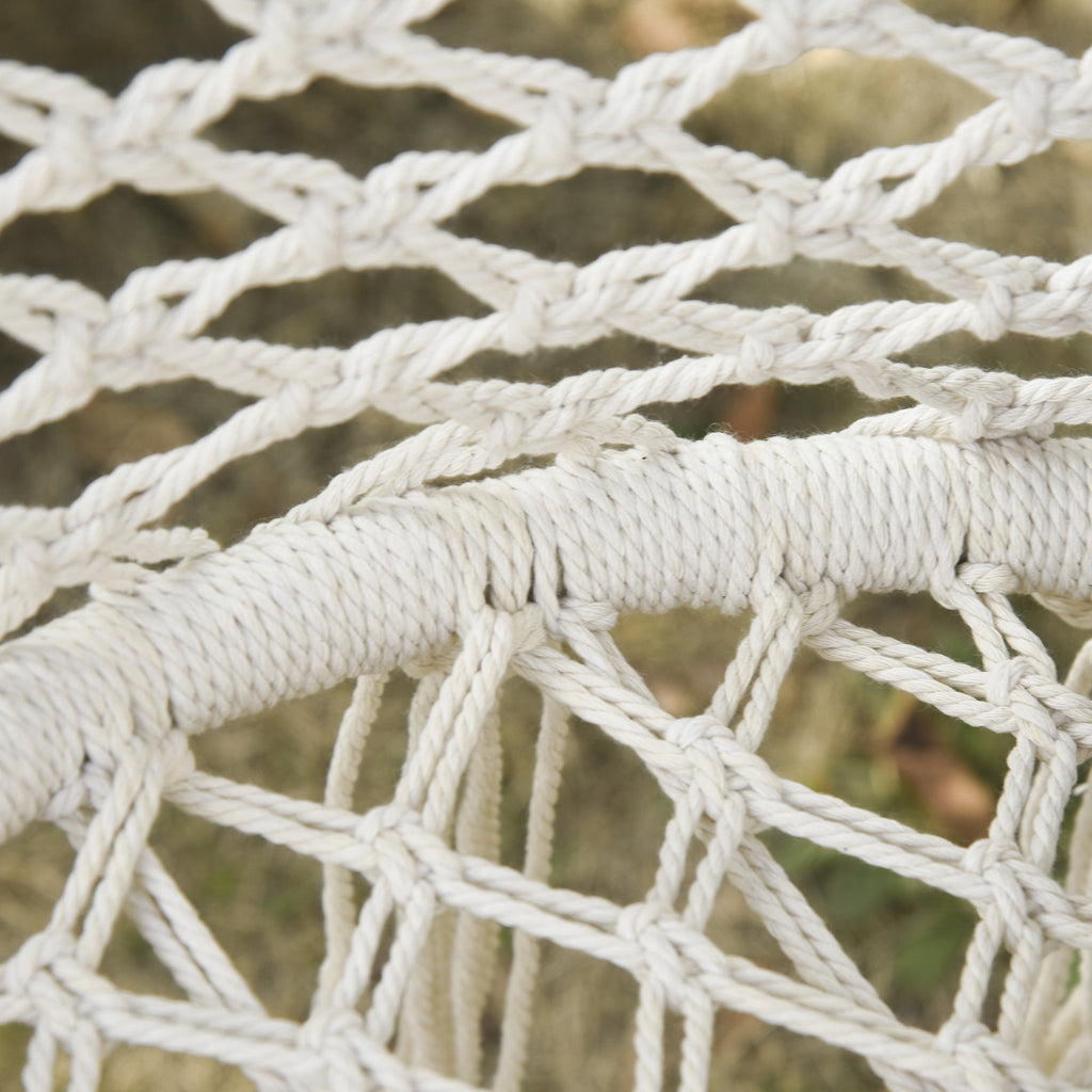 EASYCOMFORT Hanging Chair in Polyester and Macramé for Indoors and Outdoors Cream
