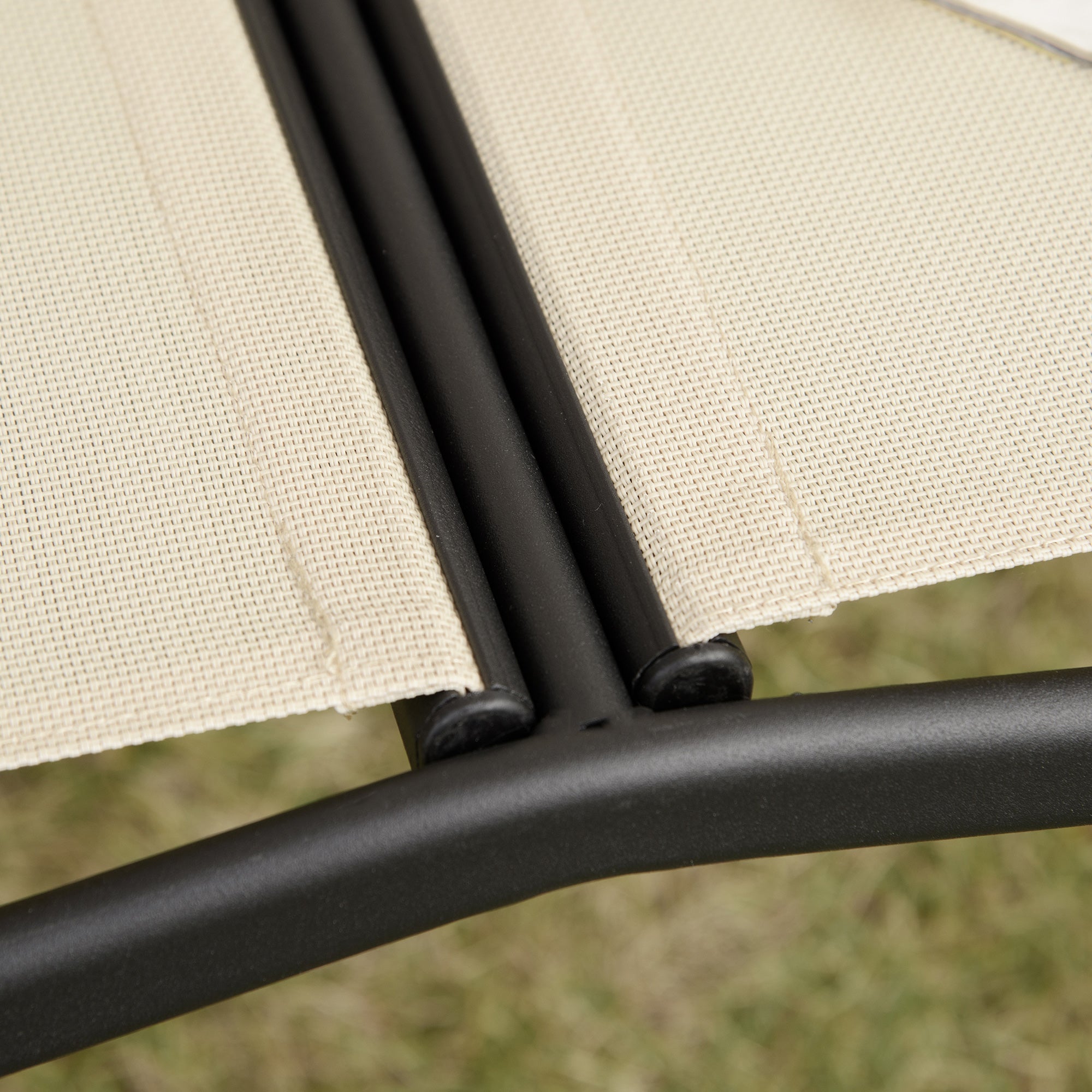 EASYCOMFORT 2-Seater Garden Swing with Adjustable Canopy, 140x118x162cm Beige