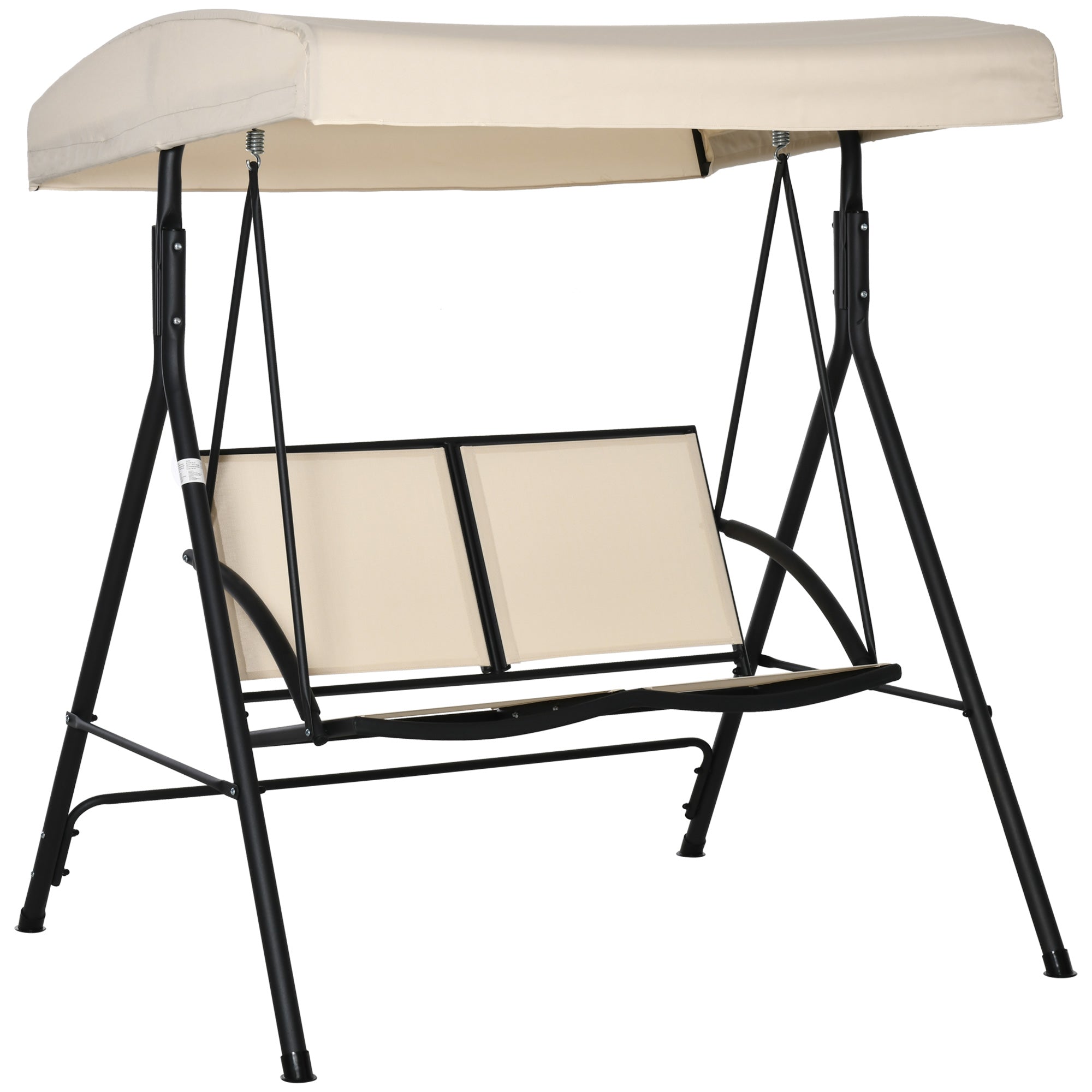 EASYCOMFORT 2-Seater Garden Swing with Adjustable Canopy, 140x118x162cm Beige
