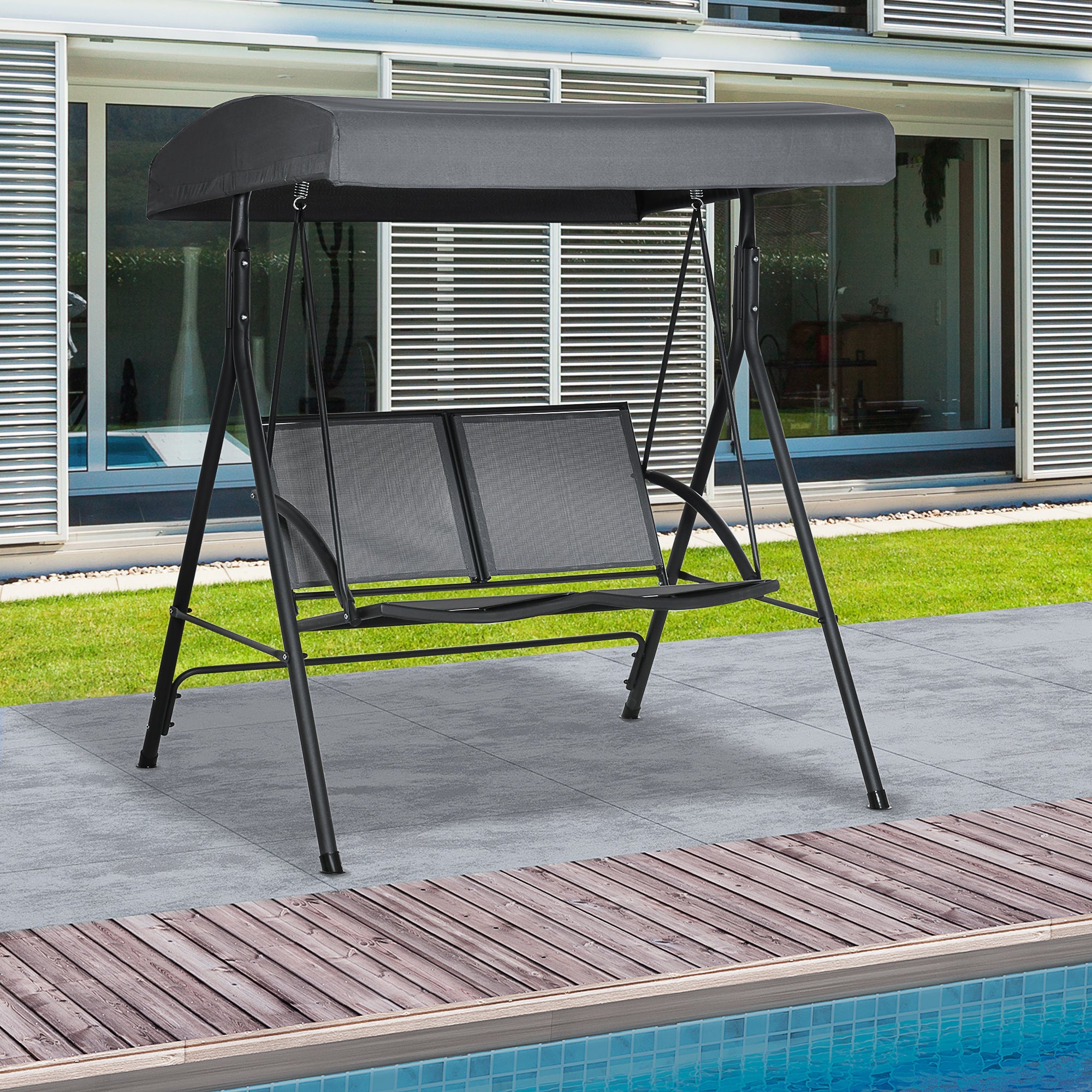 EasyComfort 2-persoons schommelbank met verstelbare luifel 140x118x162 cm