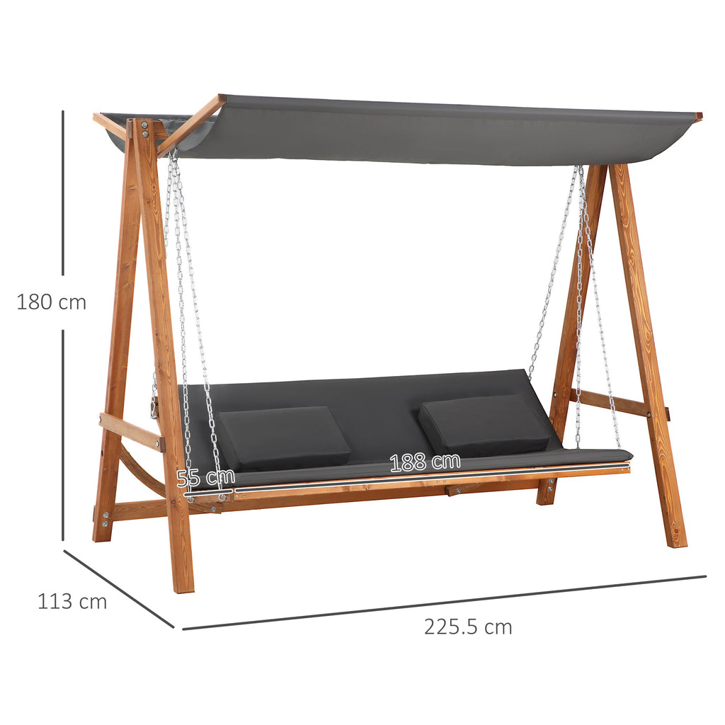 Easycomfort Dondolo da Giardino 3 Posti Convertibile in Letto Matrimoniale, 225.5x113x180cm