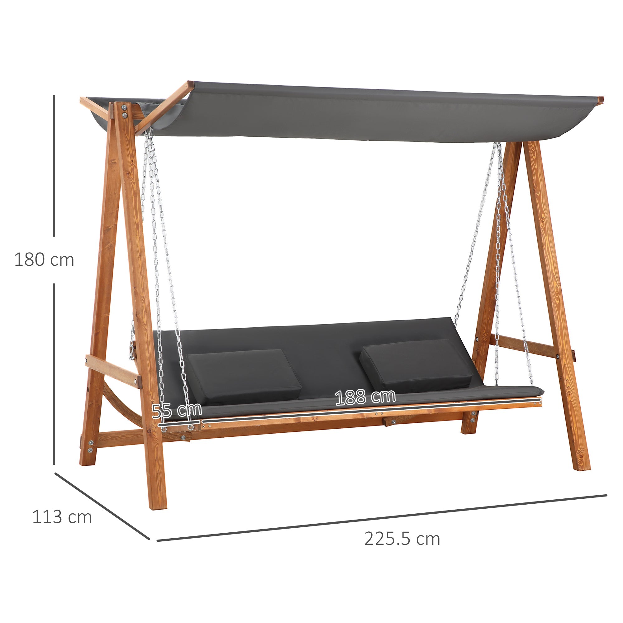 Easycomfort Dondolo da Giardino 3 Posti Convertibile in Letto Matrimoniale, 225.5x113x180cm