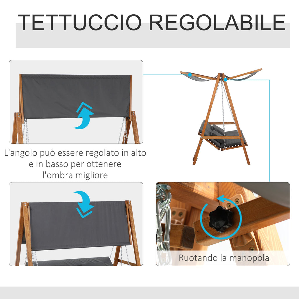 Easycomfort Dondolo da Giardino 3 Posti Convertibile in Letto Matrimoniale, 225.5x113x180cm