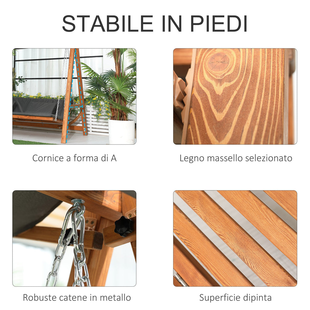 Easycomfort Dondolo da Giardino 3 Posti Convertibile in Letto Matrimoniale, 225.5x113x180cm