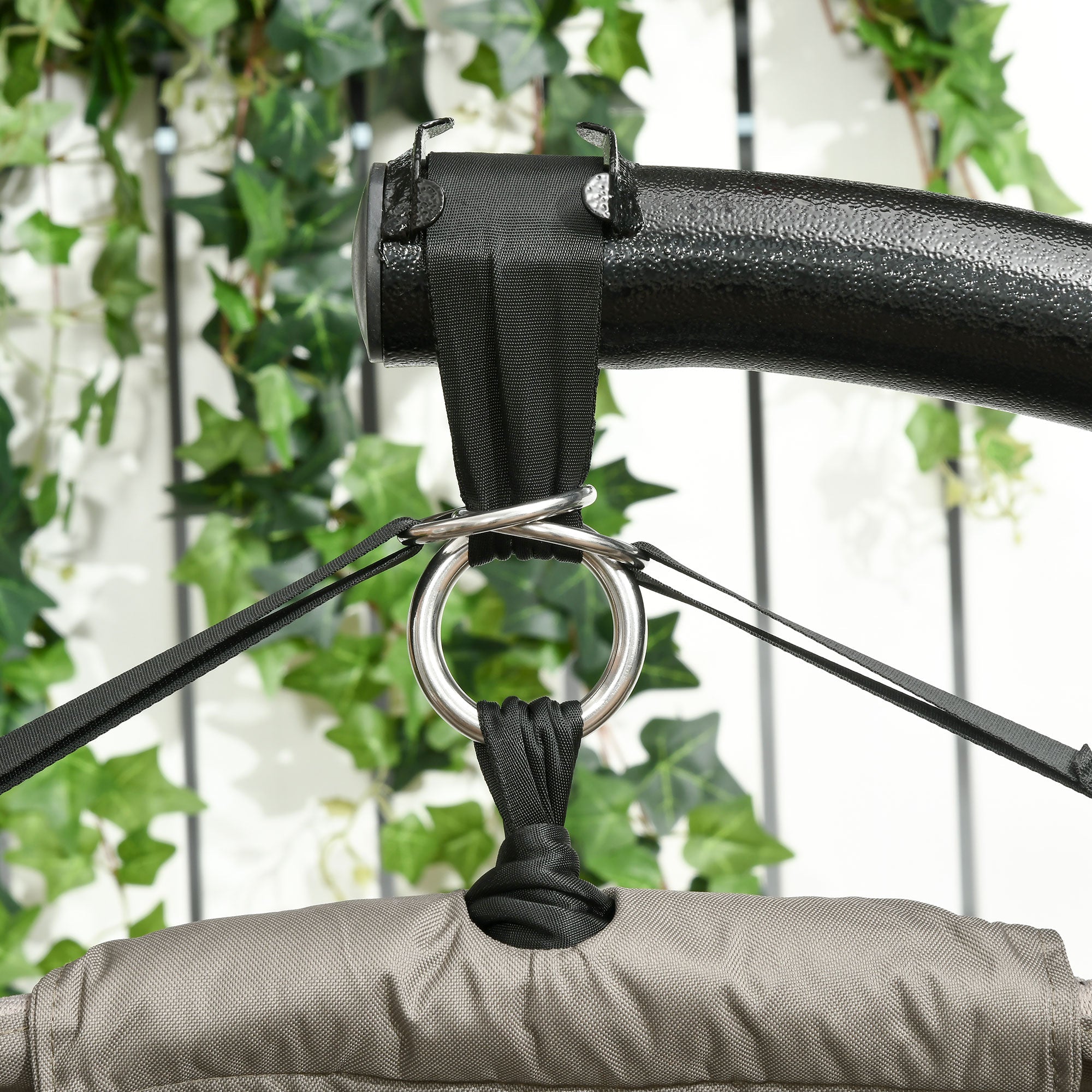 Easycomfort Poltrona Sospesa 2 Posti with 2 Tasche, 2 Cuscini e Cesto Pieghevole, 130x103x172 cm
