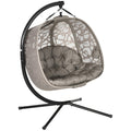 Easycomfort Poltrona Sospesa 2 Posti with 2 Tasche, 2 Cuscini e Cesto Pieghevole, 130x103x172 cm