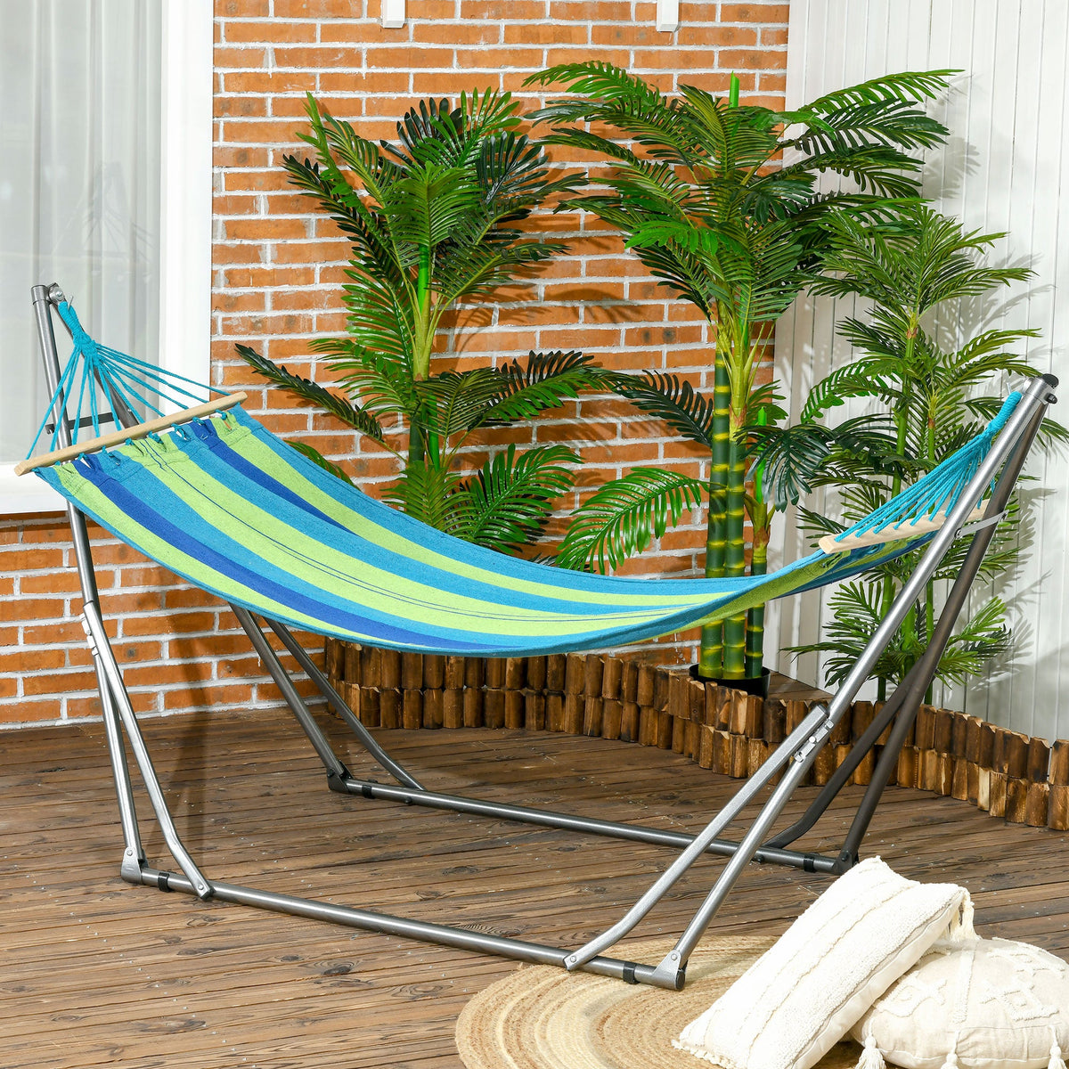 EasyComfort hangmat met opvouwbare stalen standaard 270x100x94 cm