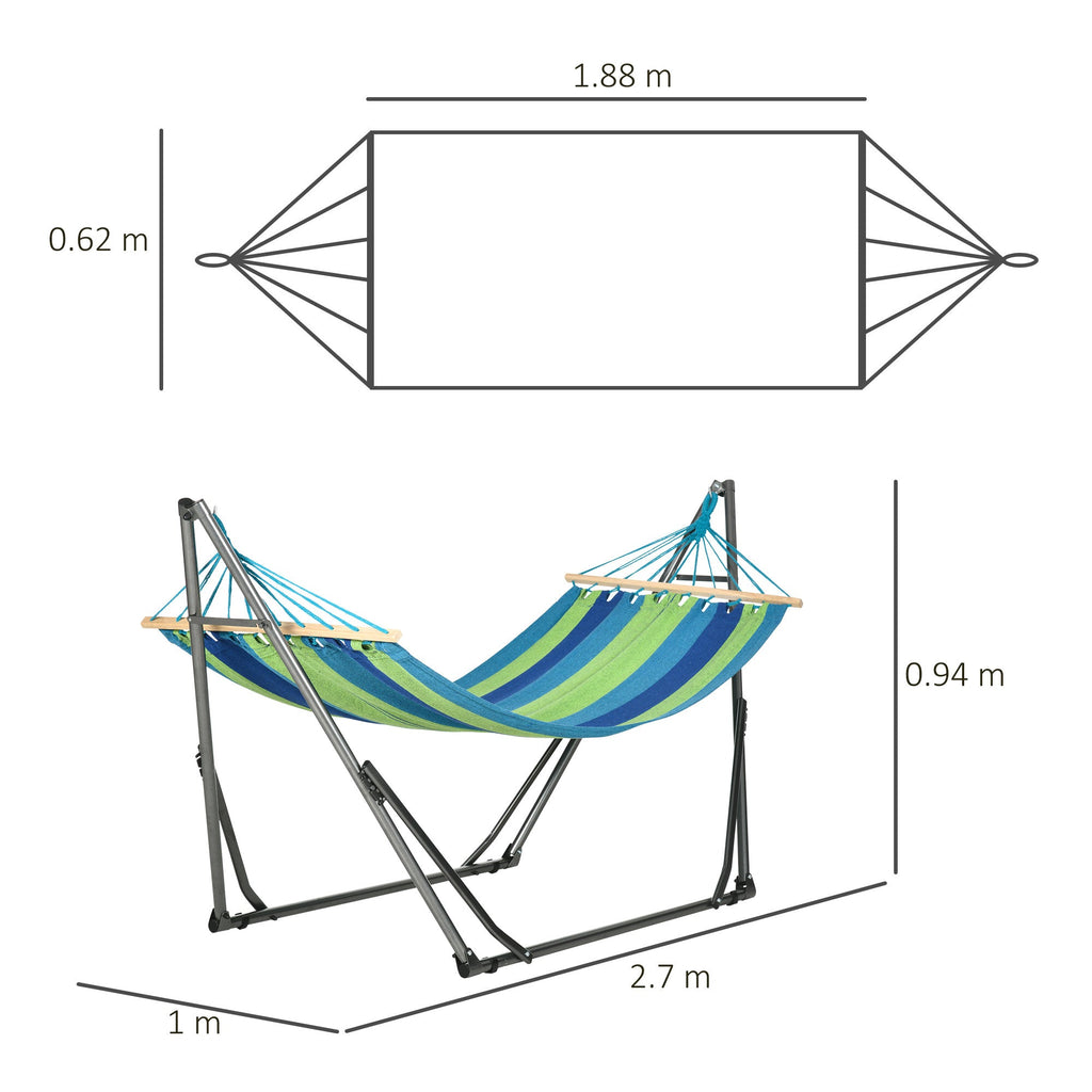 EasyComfort hangmat met opvouwbare stalen standaard 270x100x94 cm