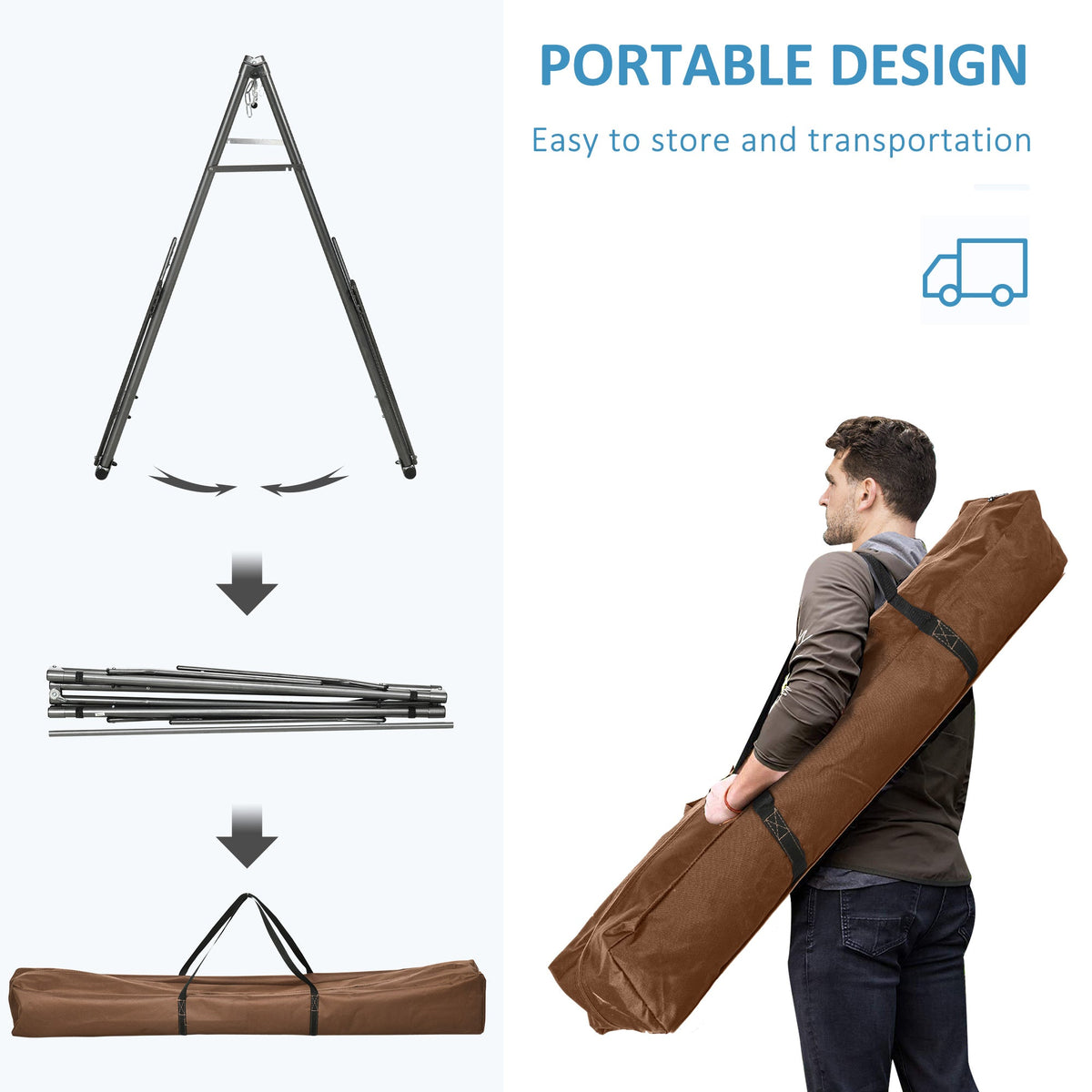 EasyComfort hangmat met opvouwbare stalen standaard 270x100x94 cm