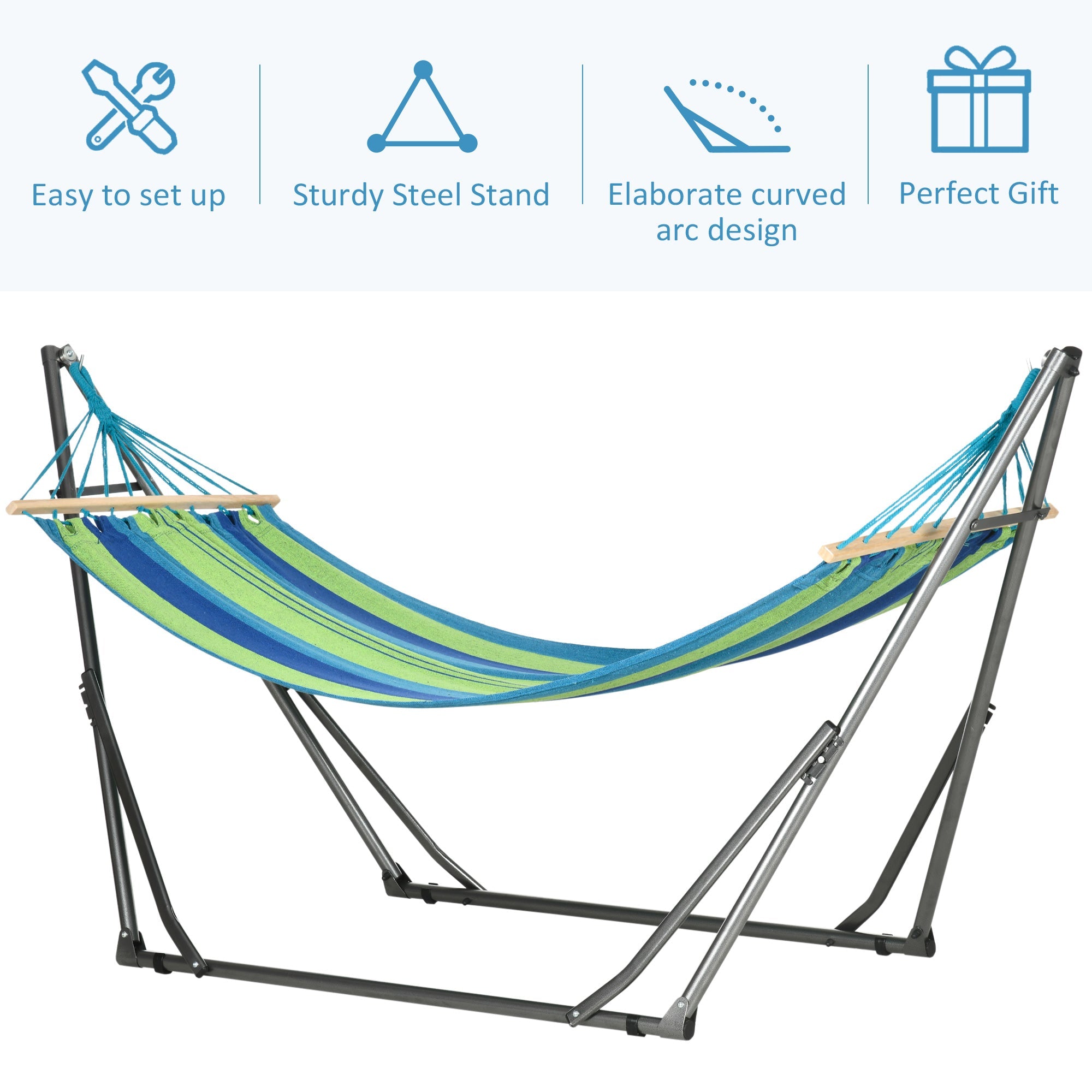 EasyComfort hangmat met opvouwbare stalen standaard 270x100x94 cm