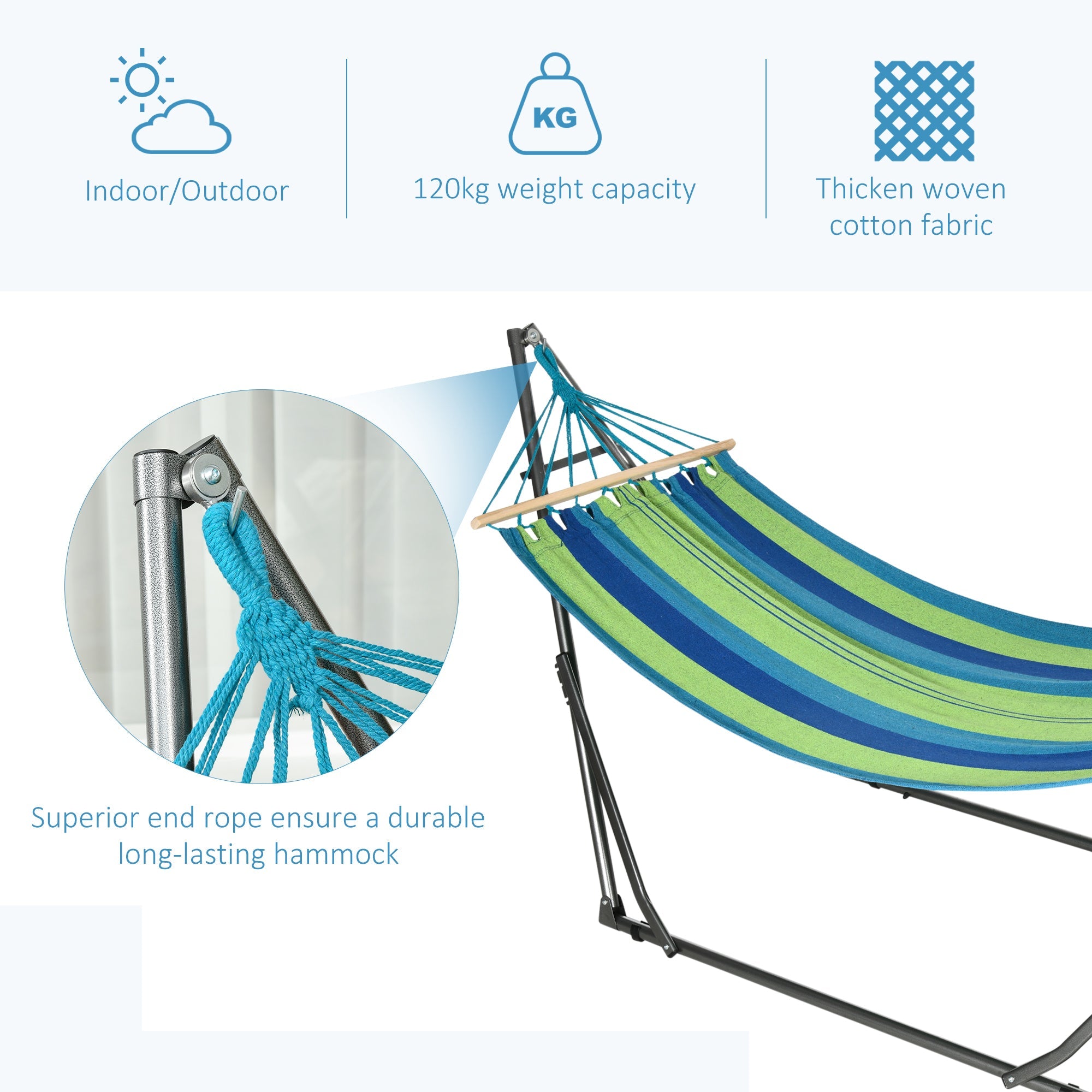 EasyComfort hangmat met opvouwbare stalen standaard 270x100x94 cm