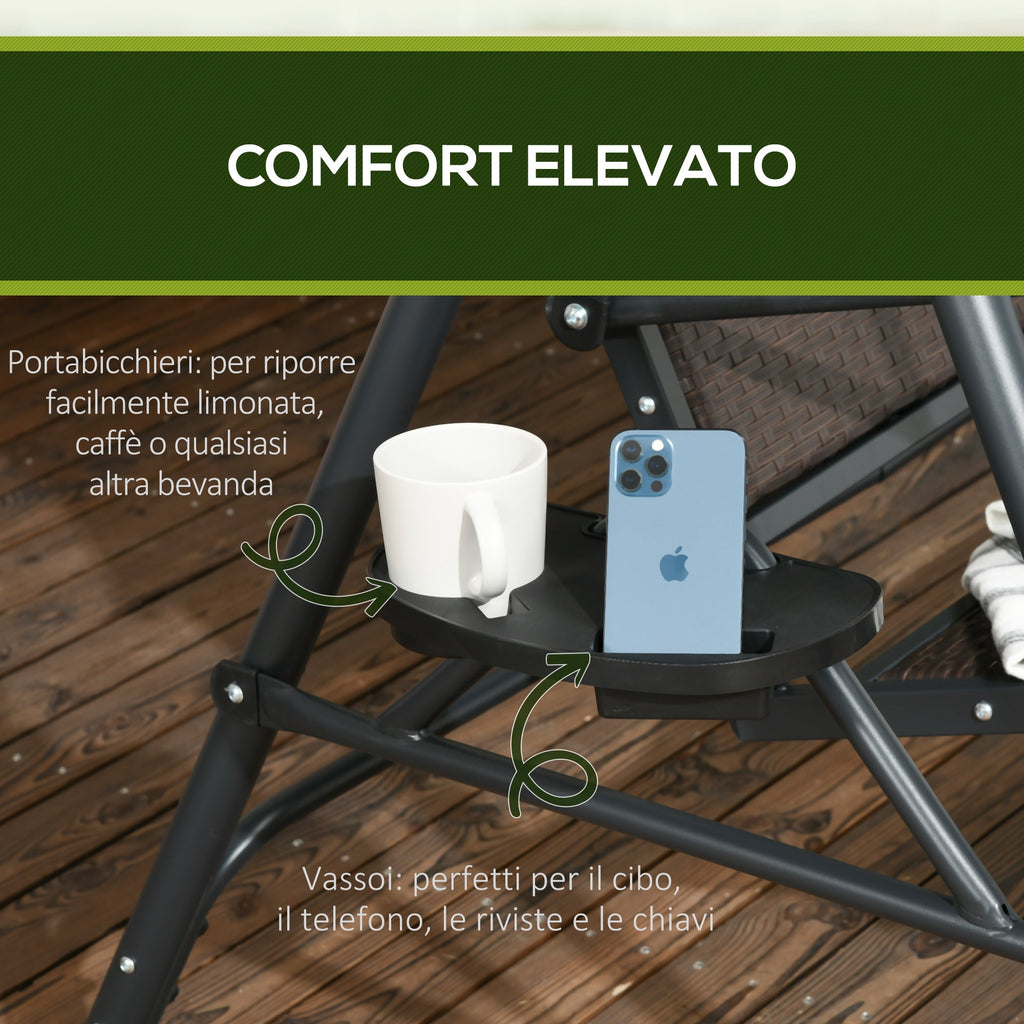 EasyComfort 3-zits tuinschommel PE-rattan en staal 204x112x150 cm