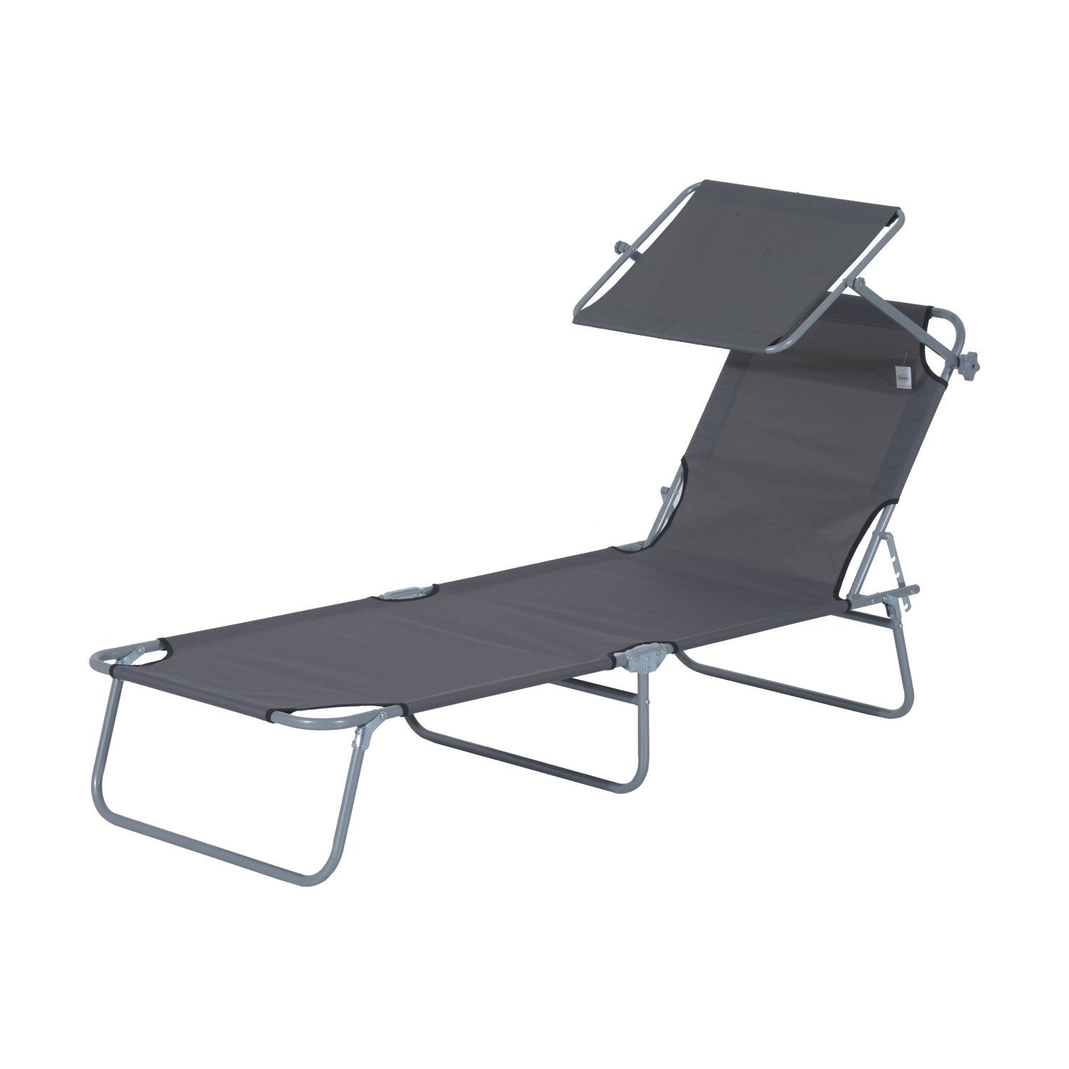 EasyComfort ligbed met zonnescherm en verstelbare rugleuning - grijs