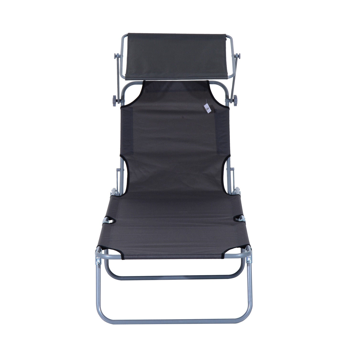 EASYCOMFORT Sun Lounger with Folding Roof and Reclining Backrest Grey