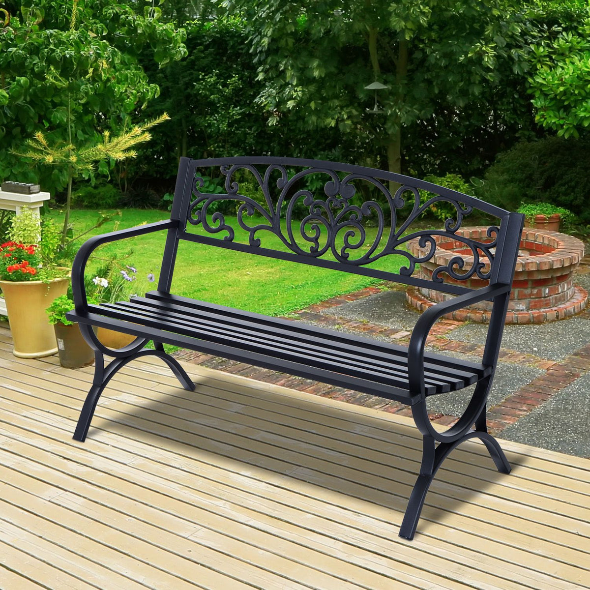 EasyComfort tuinbank 2-zits metaal zwart
