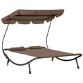 Easycomfort Lettino Matrimoniale 2 Posti Parasole Regolabile da Esterno e Giardino 200x175 x134cm Marrone
