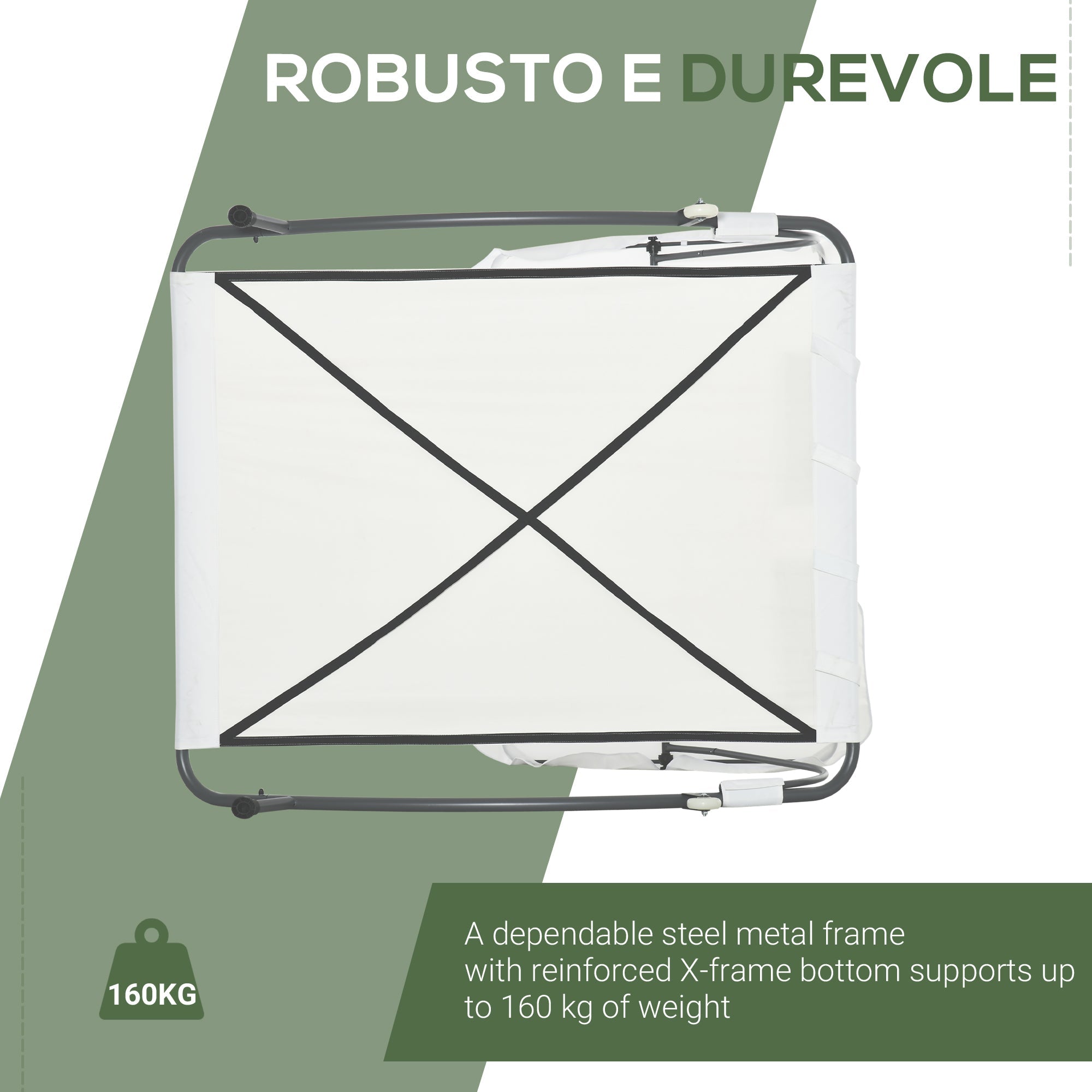 EASYCOMFORT Double tweepersoons ligbed met verstelbare luifel 200×170×134 cm crème