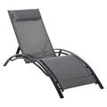 EASYCOMFORT Garden Deckchair Reclining on 5 Levels with Removable Cushion in Aluminum and Gray Texteline