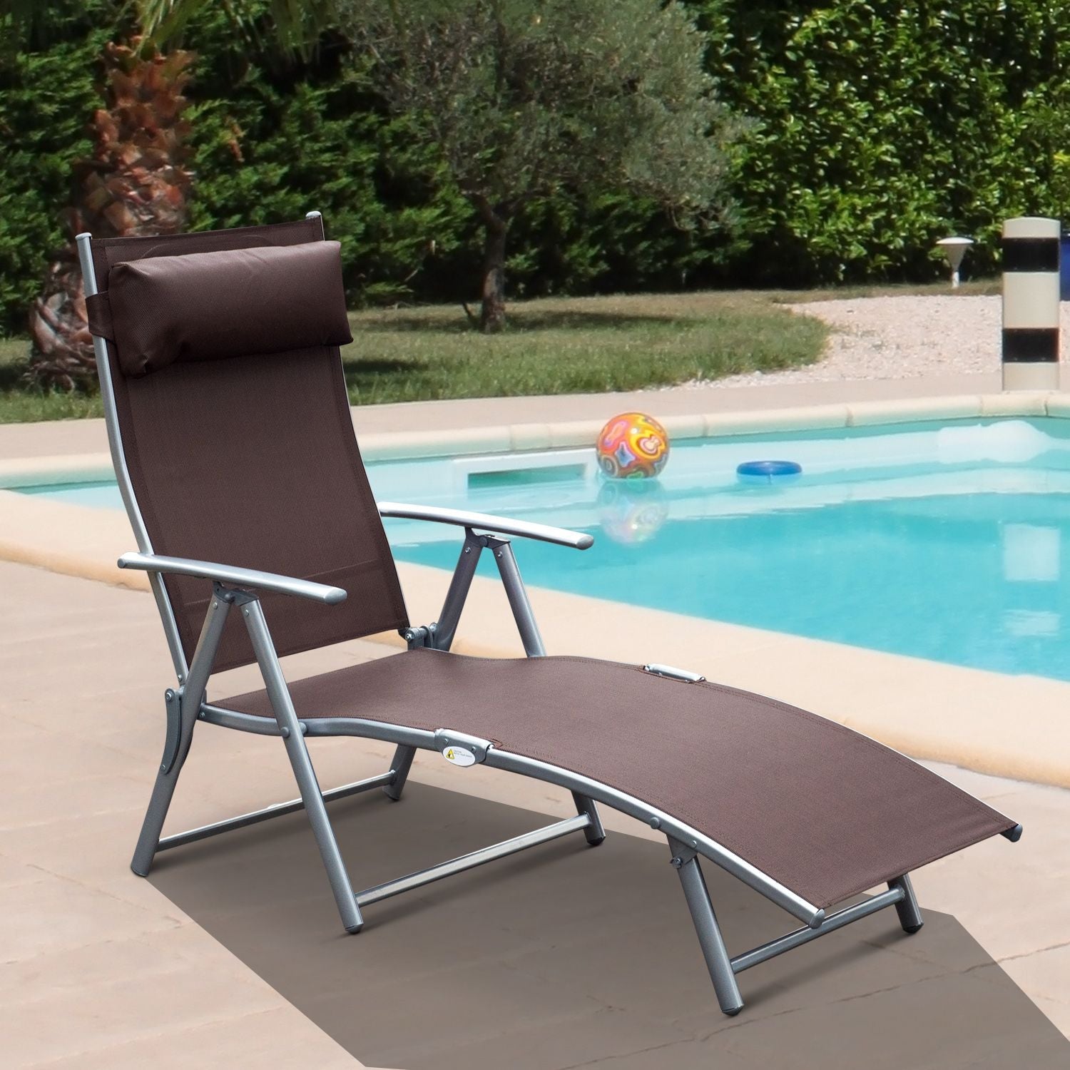 EASYCOMFORT Relax verstelbare inklapbare ligstoel met kussen, 7 posities
