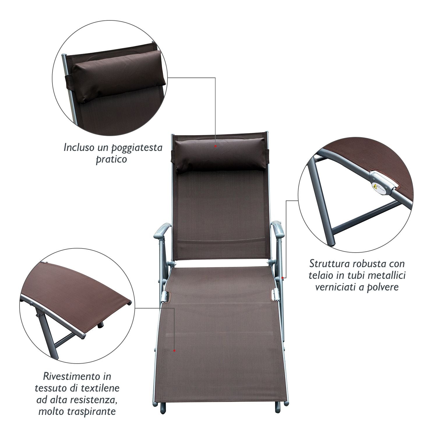 EASYCOMFORT Relax inklapbare verstelbare ligstoel met kussen