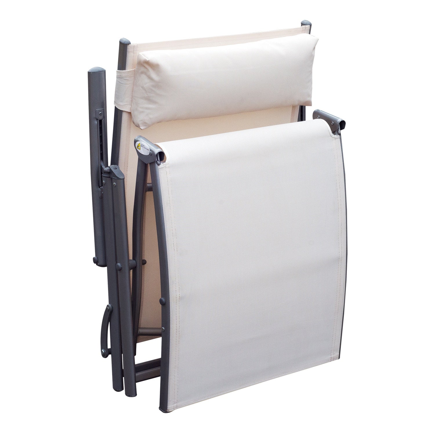 EASYCOMFORT Folding Relaxing Reclining Sun Lounger with Beige Cushion