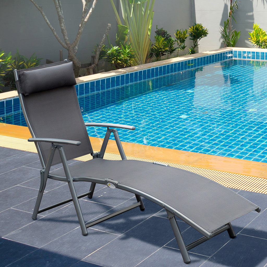 EasyComfort Vouw-ligstoel met kussen, 7 standen, 137x63.5x100.5cm
