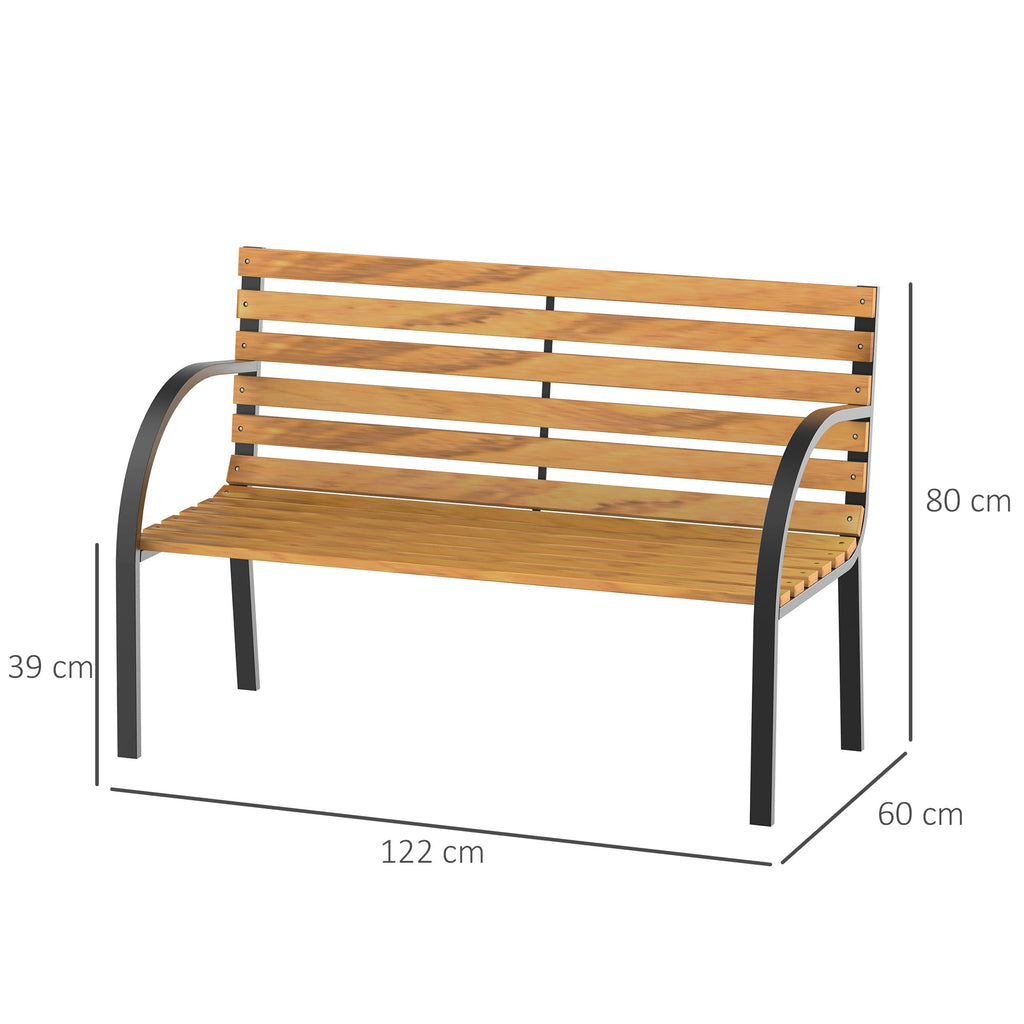 EASYCOMFORT 2-Seater Wooden Bench Outdoor Garden Balcony Bench