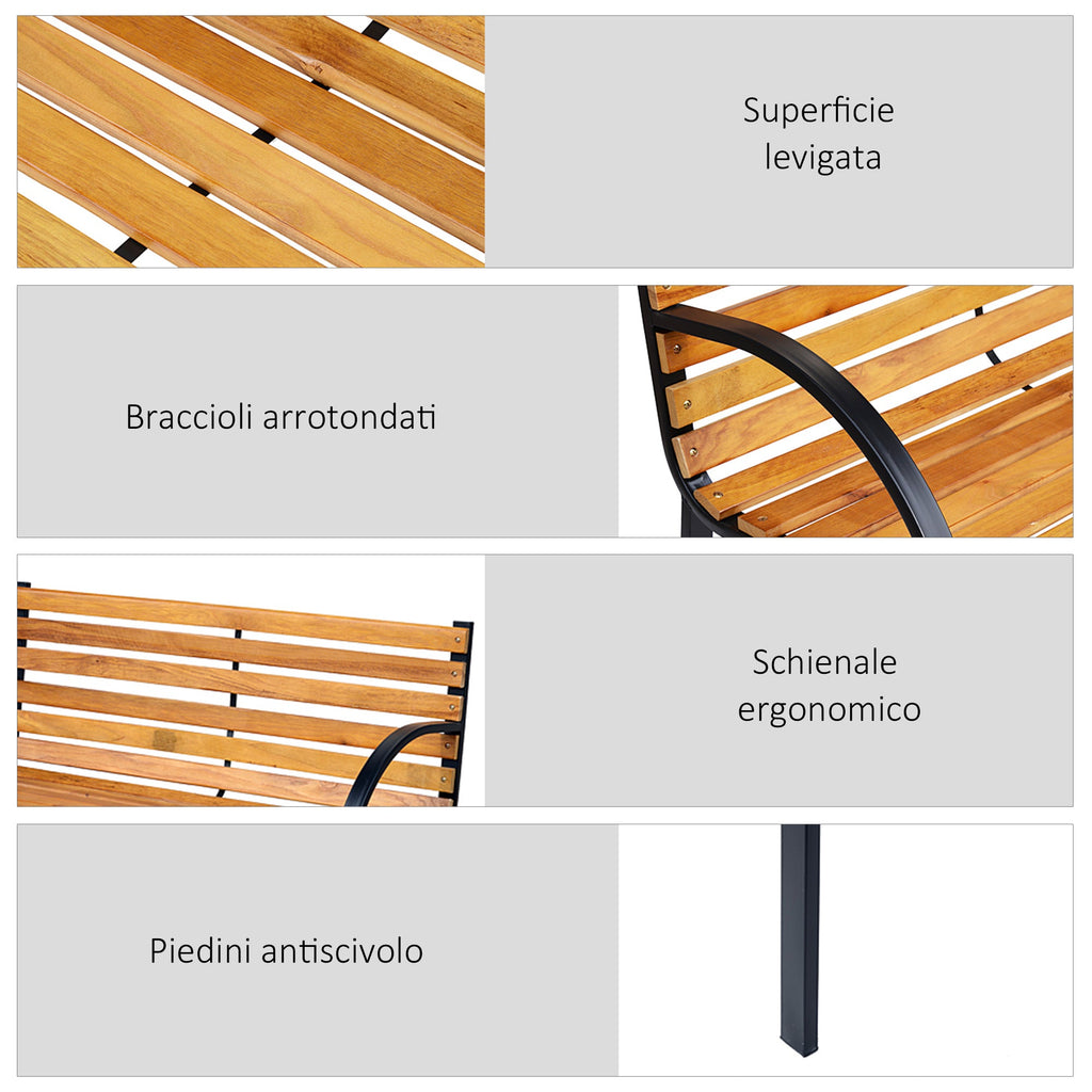EASYCOMFORT 2-Seater Wooden Bench Outdoor Garden Balcony Bench