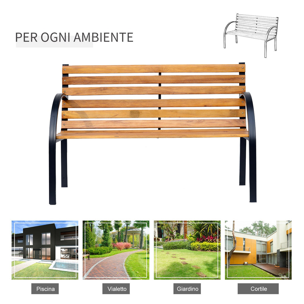 EASYCOMFORT 2-Seater Wooden Bench Outdoor Garden Balcony Bench