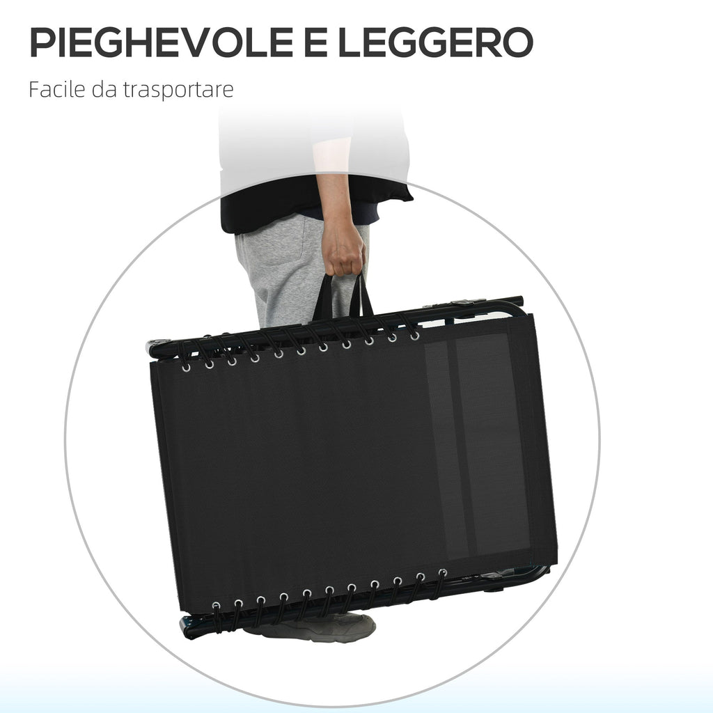 Easycomfort Lettino Prendisole in Acciaio e Tessuto Traspirante with Schienale Reclinabile, 197x58x30 cm, black
