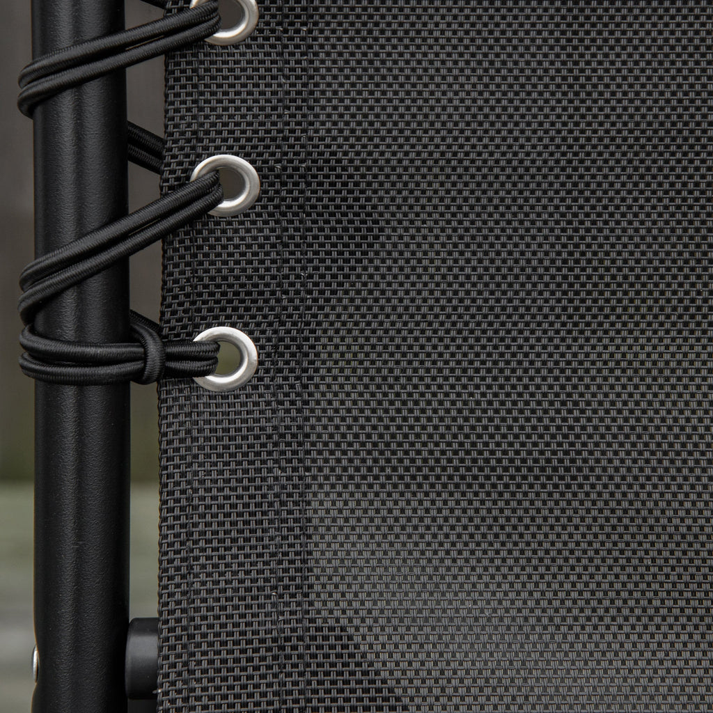 Easycomfort Lettino Prendisole in Acciaio e Tessuto Traspirante with Schienale Reclinabile, 197x58x30 cm, black