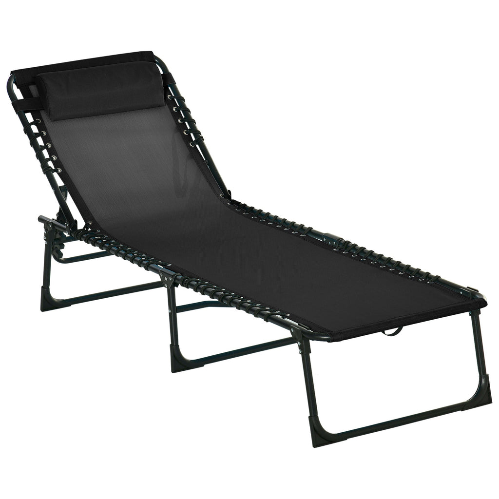 Easycomfort Lettino Prendisole in Acciaio e Tessuto Traspirante with Schienale Reclinabile, 197x58x30 cm, black