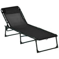 Easycomfort Lettino Prendisole in Acciaio e Tessuto Traspirante with Schienale Reclinabile, 197x58x30 cm, black