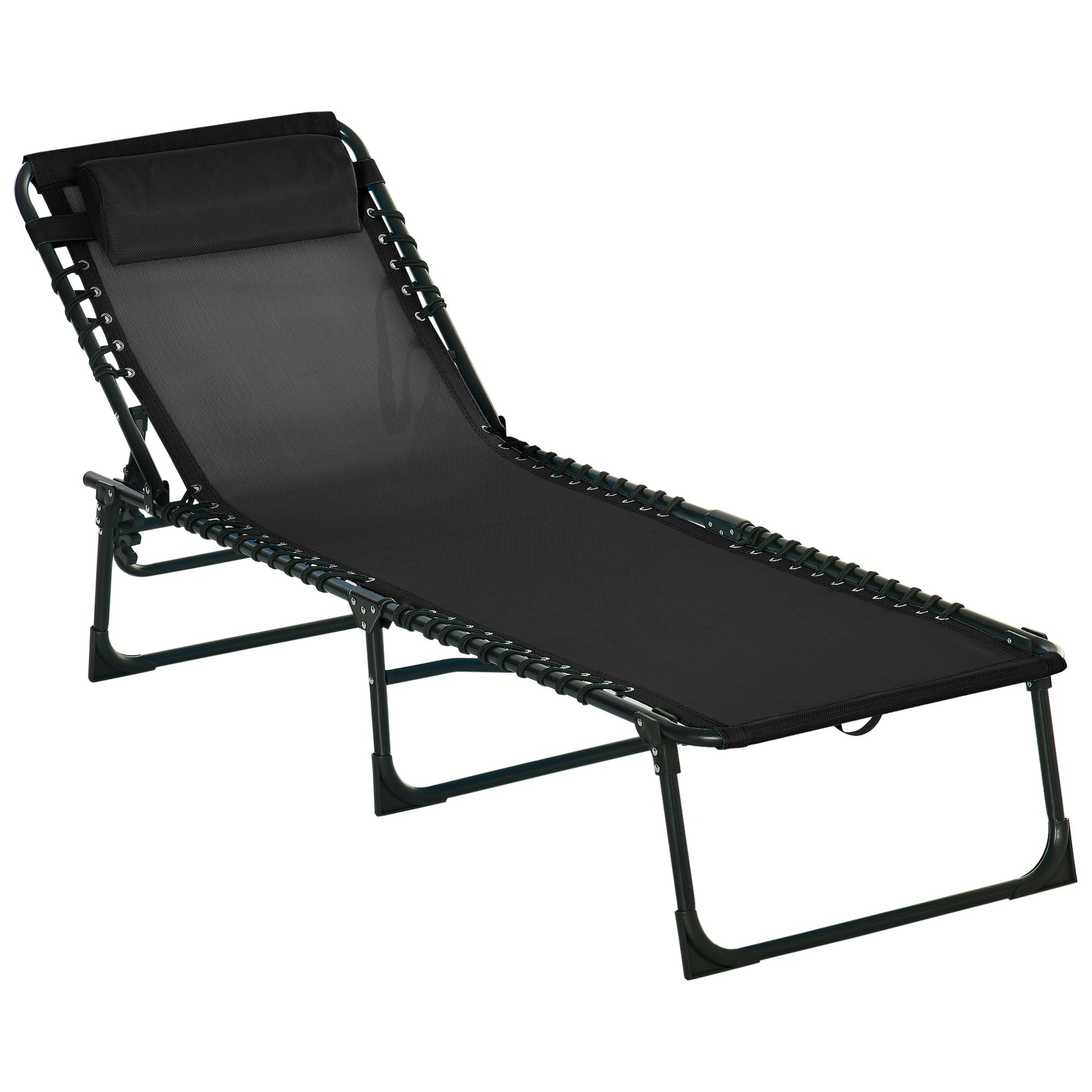 Easycomfort Lettino Prendisole in Acciaio e Tessuto Traspirante with Schienale Reclinabile, 197x58x30 cm, black
