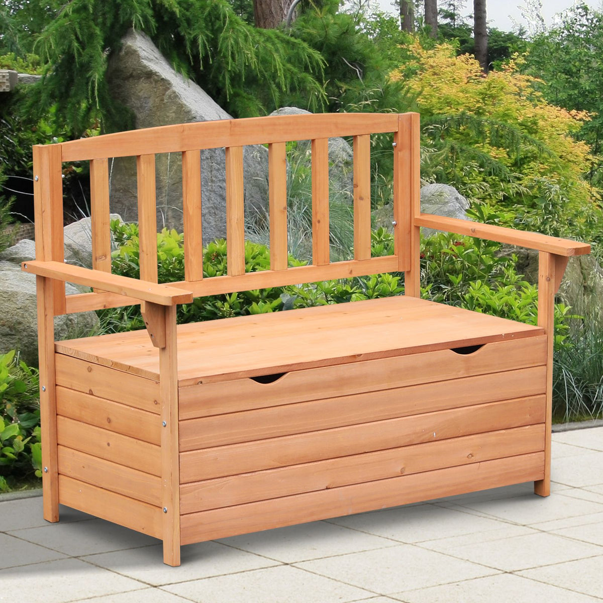EasyComfort 2-zits houten tuinbank met opbergruimte, 112x58x84 cm