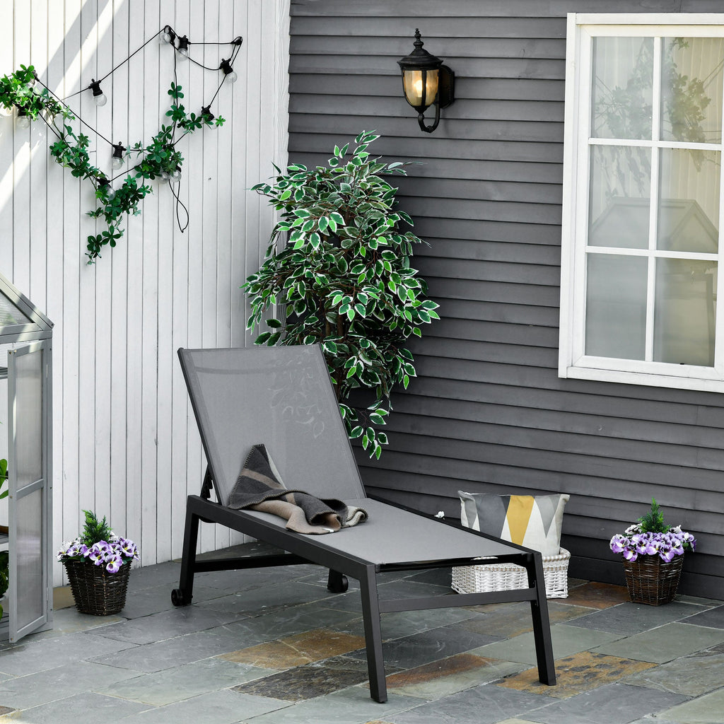 EasyComfort Ligstoel aluminium met textileen, verstelbare rugleuning, 169x65x102 cm