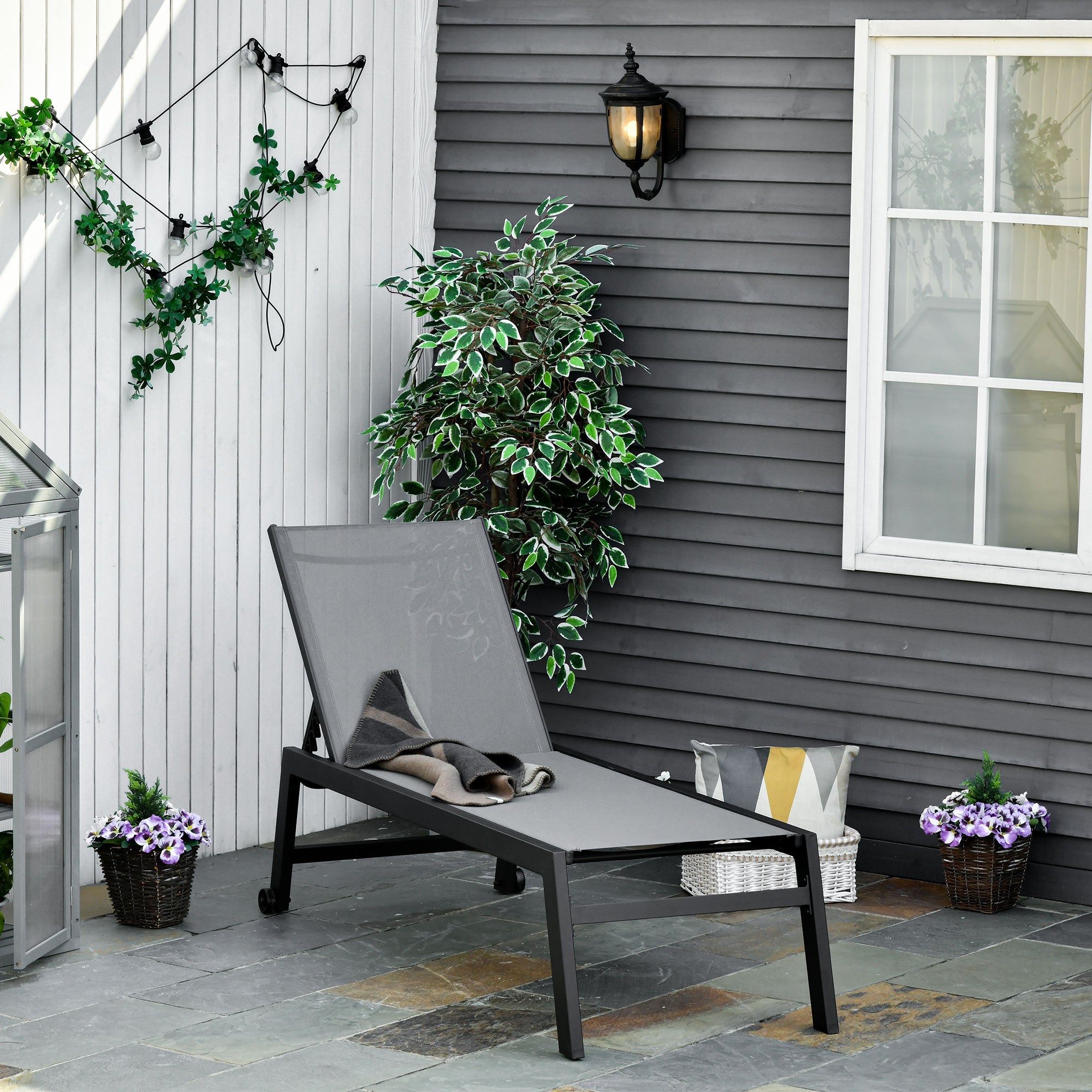 EasyComfort Ligstoel aluminium met textileen, verstelbare rugleuning, 169x65x102 cm