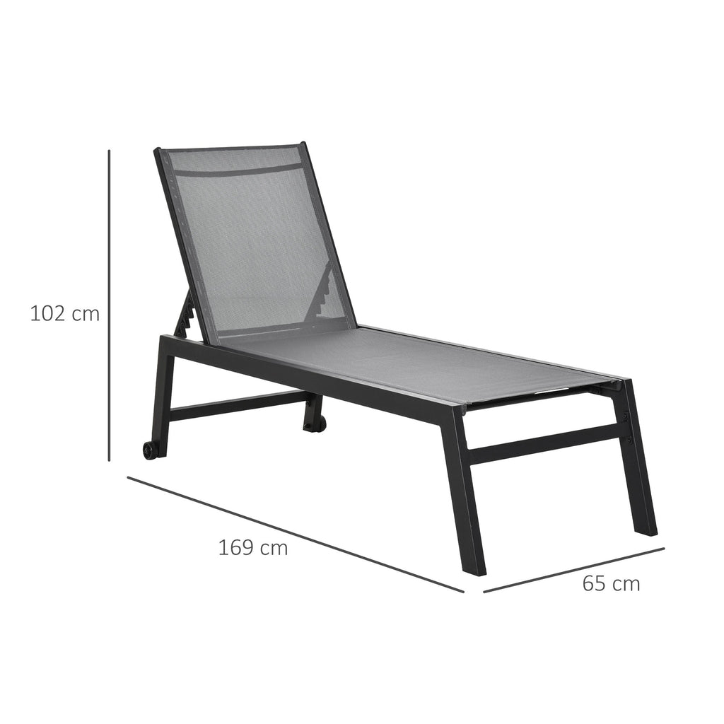 EasyComfort Ligstoel aluminium met textileen, verstelbare rugleuning, 169x65x102 cm