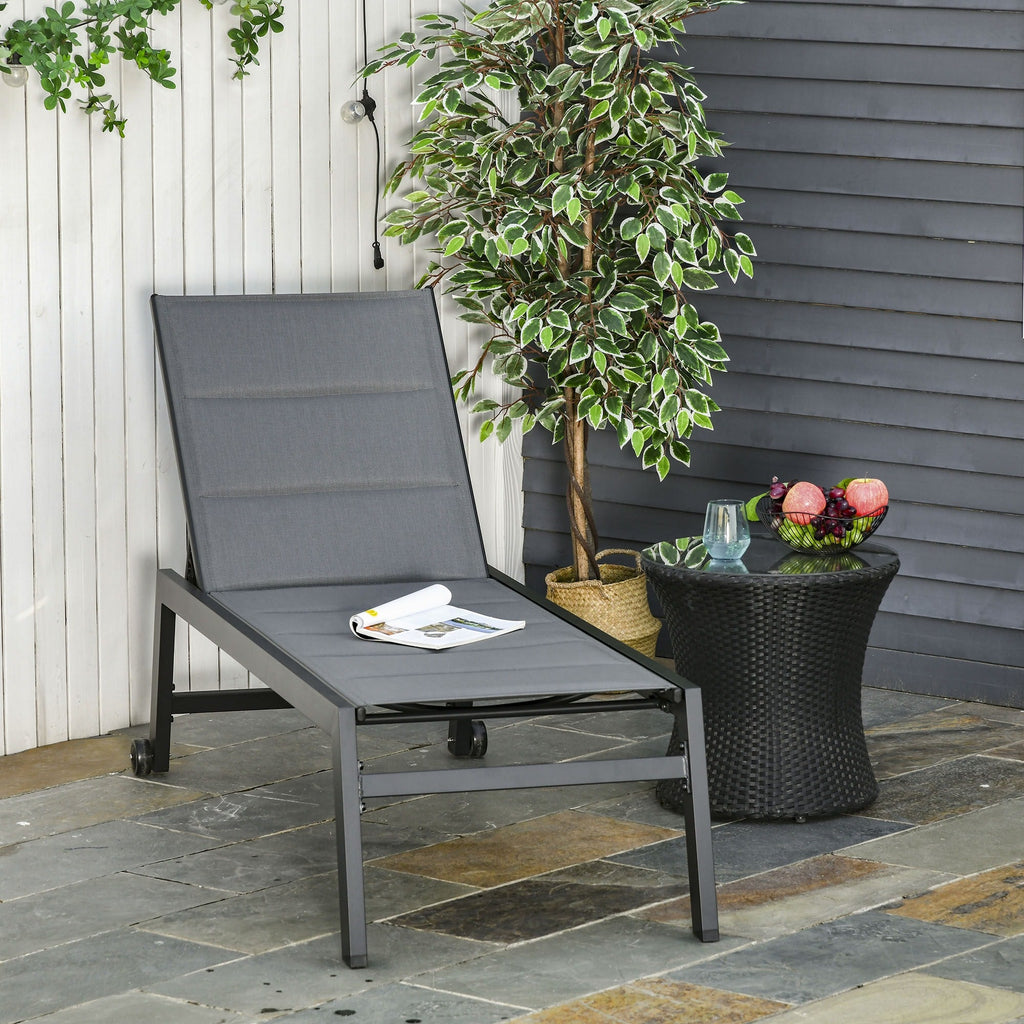 EASYCOMFORT Ligstoel 5-standen 72x168x102 cm Grijs