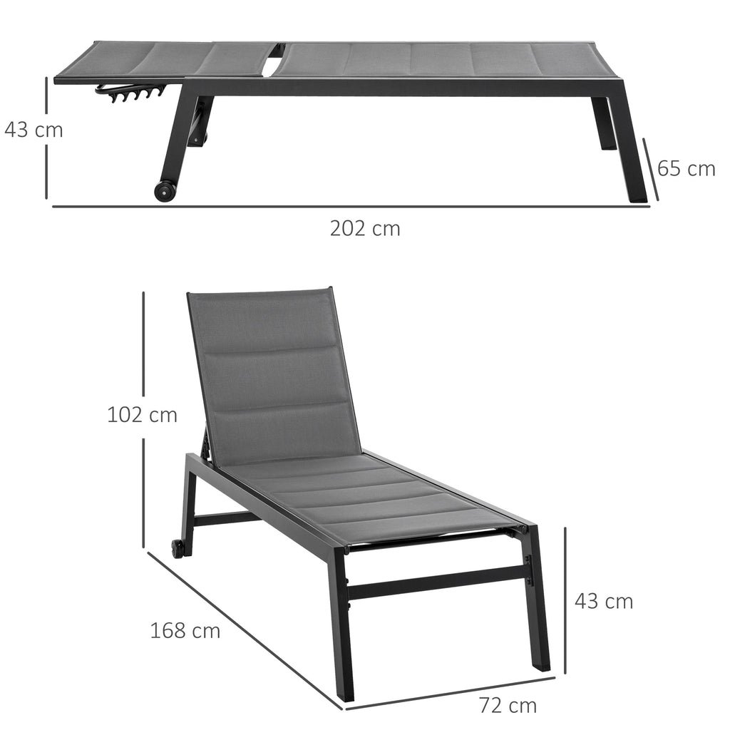 EASYCOMFORT Ligstoel 5-standen 72x168x102 cm Grijs