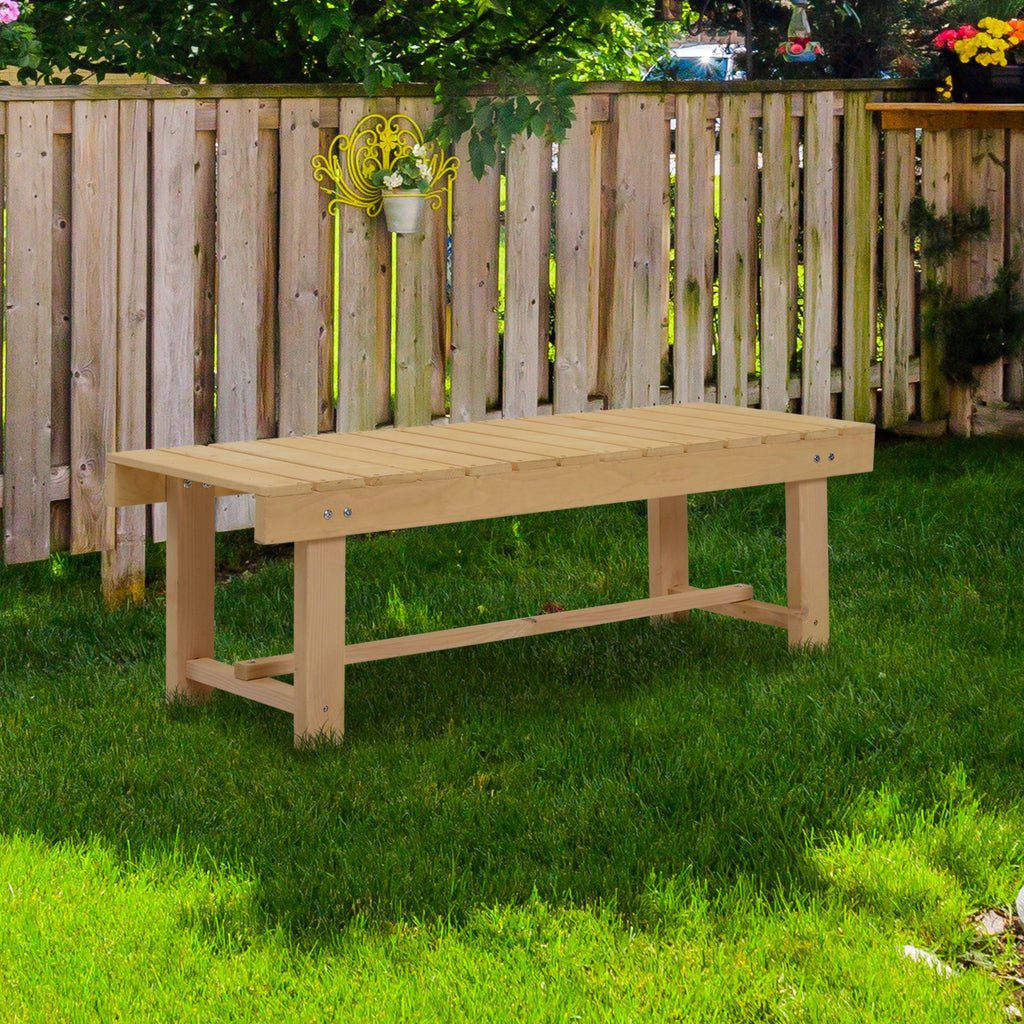 EASYCOMFORT Waterproof Outdoor Bench 2 Seats in Fir Wood 110x38x35cm