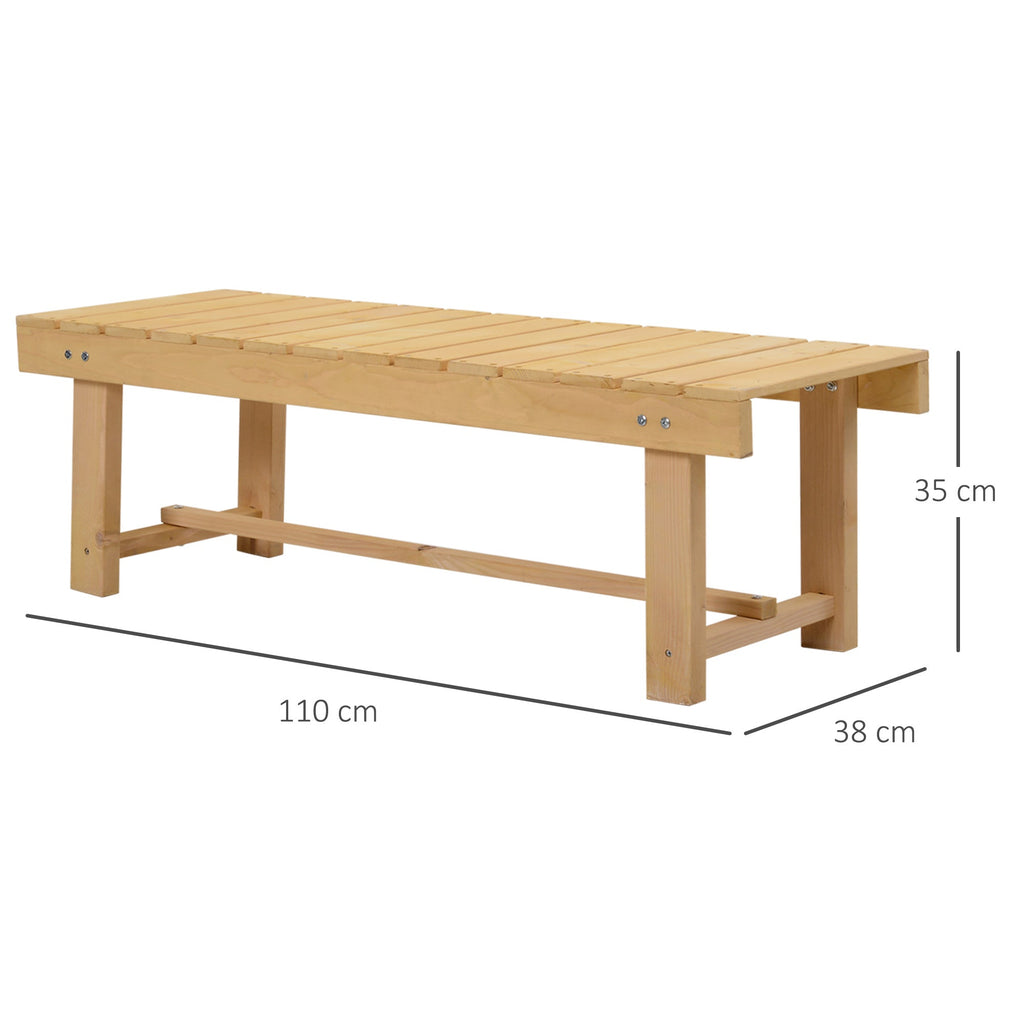 EASYCOMFORT Waterproof Outdoor Bench 2 Seats in Fir Wood 110x38x35cm