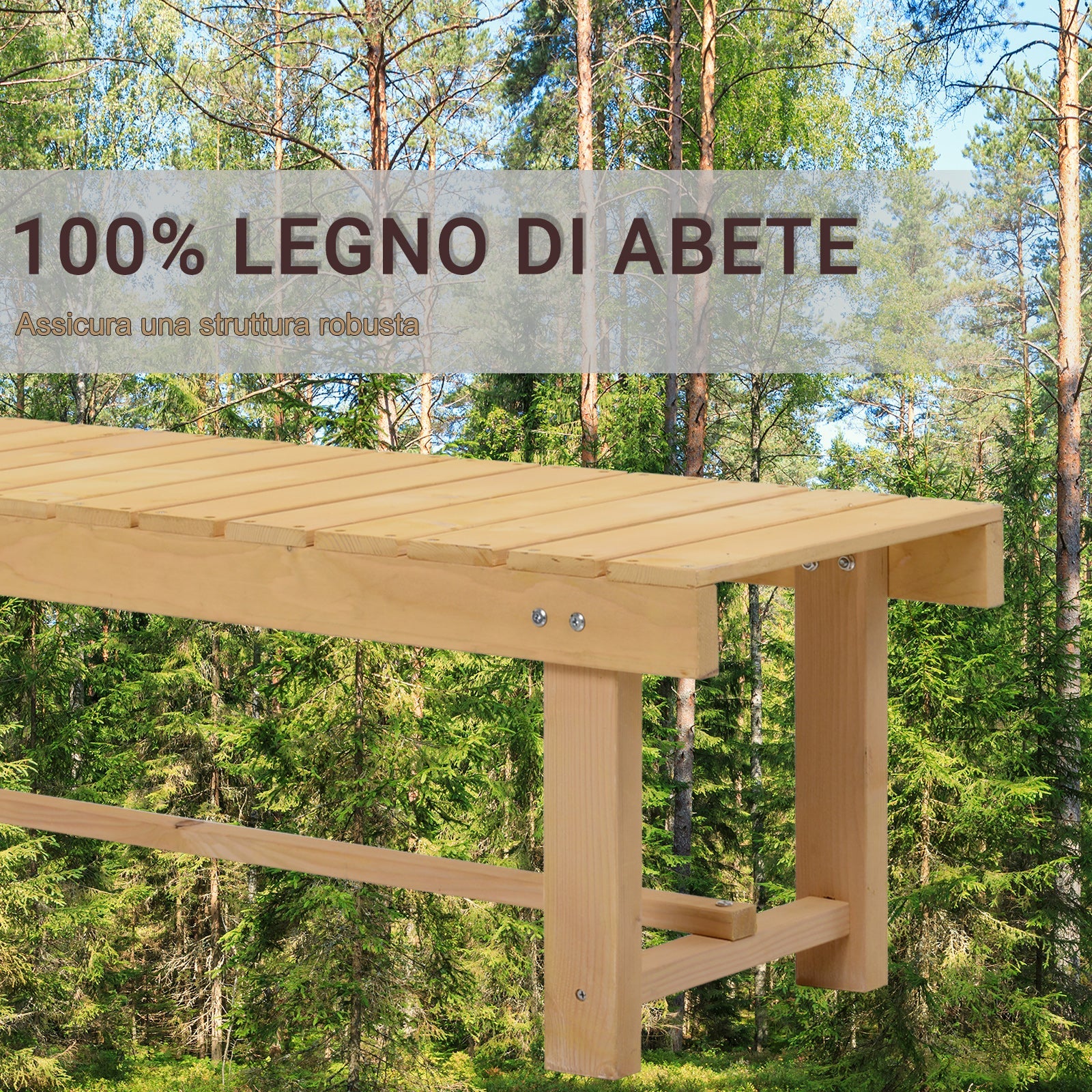EASYCOMFORT Waterproof Outdoor Bench 2 Seats in Fir Wood 110x38x35cm