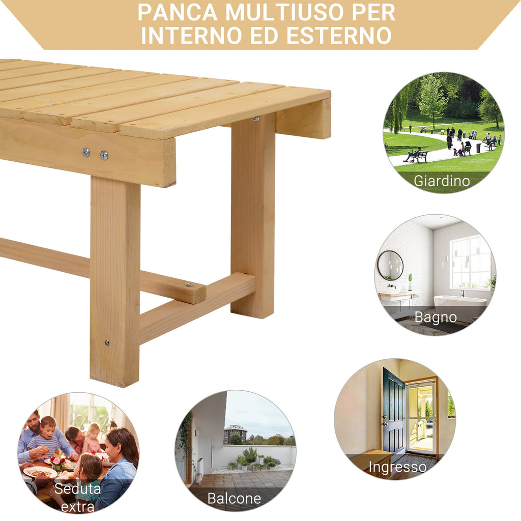 EASYCOMFORT Waterproof Outdoor Bench 2 Seats in Fir Wood 110x38x35cm