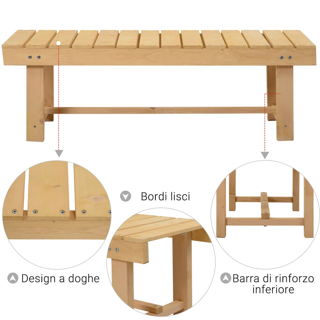 EASYCOMFORT Waterproof Outdoor Bench 2 Seats in Fir Wood 110x38x35cm