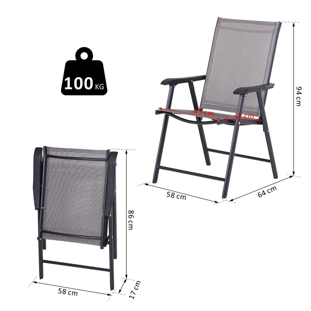 EasyComfort Set van 2 opvouwbare tuinstoelen staal/textilene 58x64x94 cm